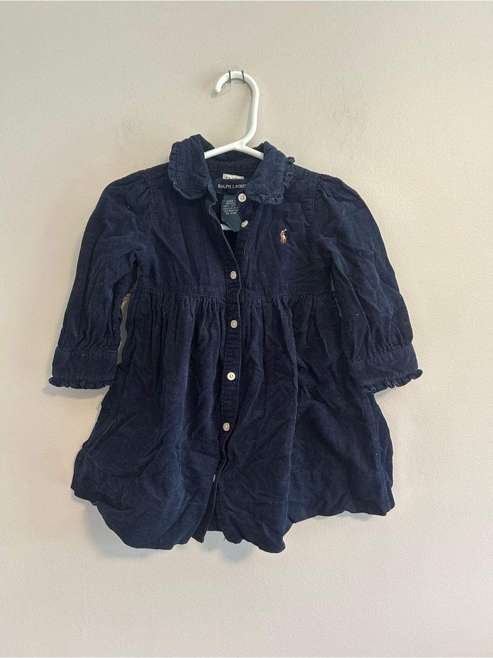 Ralph Lauren 12m Navy blue Corduroy Button-Up long sleeve Dress